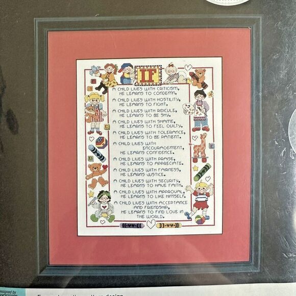 Counted Cross Stitch Kit If A Child Lives With Love Criticism Zweigart - Picture 3 of 4